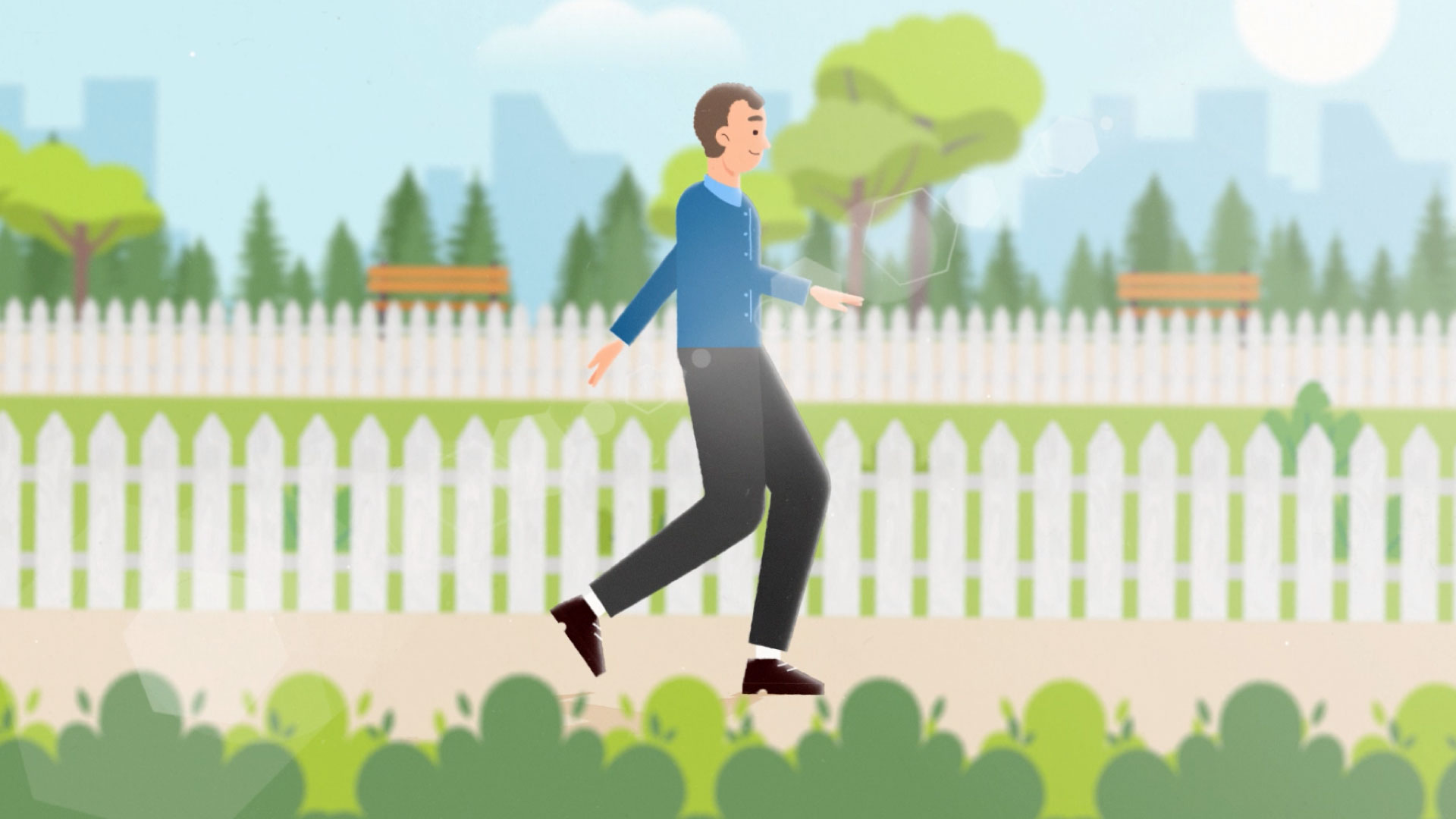 Animated character walking