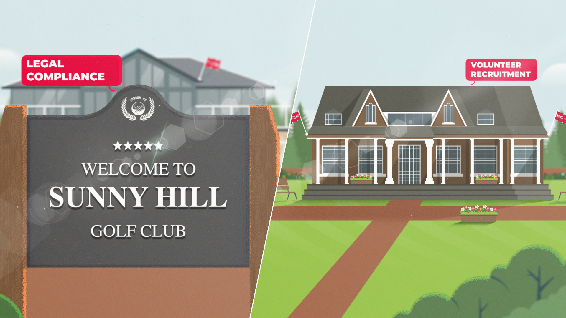 Animated golf clubhouse